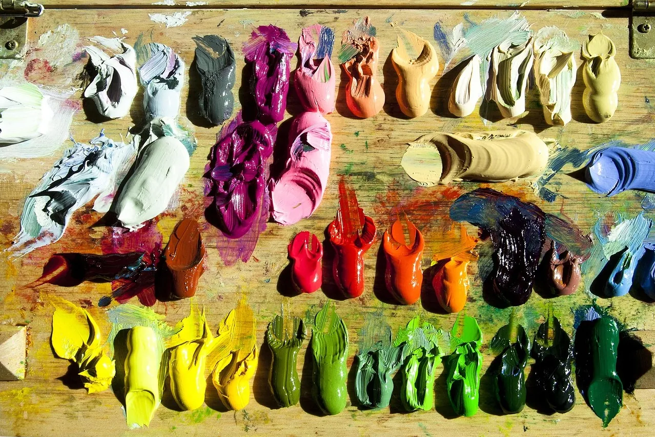 Oil paint, paint, palette