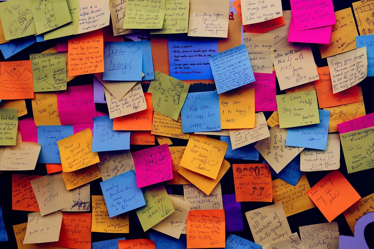 Sticky notes, note, notice board