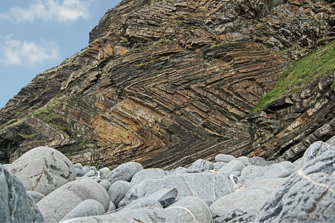 Strata, folded, rock