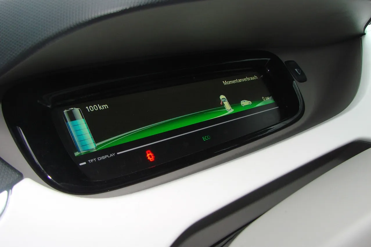 Electric car, speedometer, display