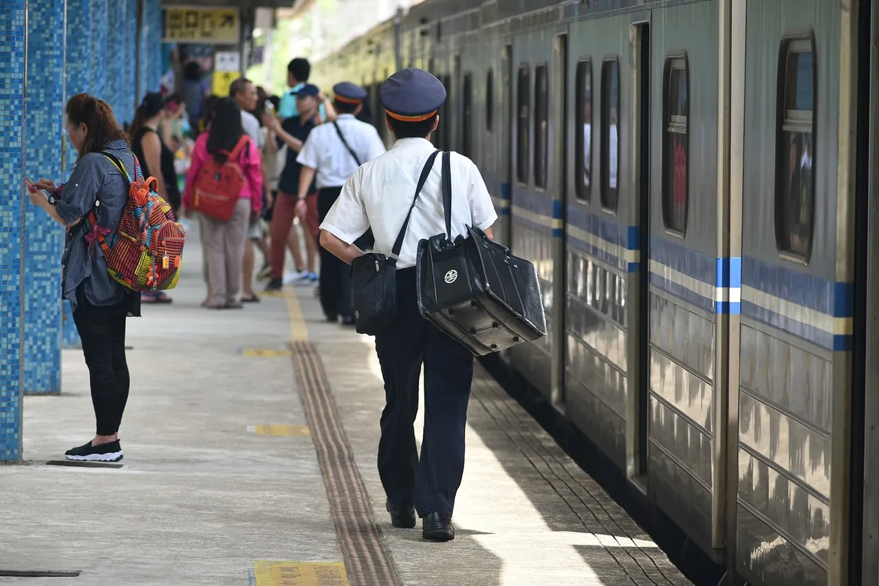 Railway, station, the train conductor