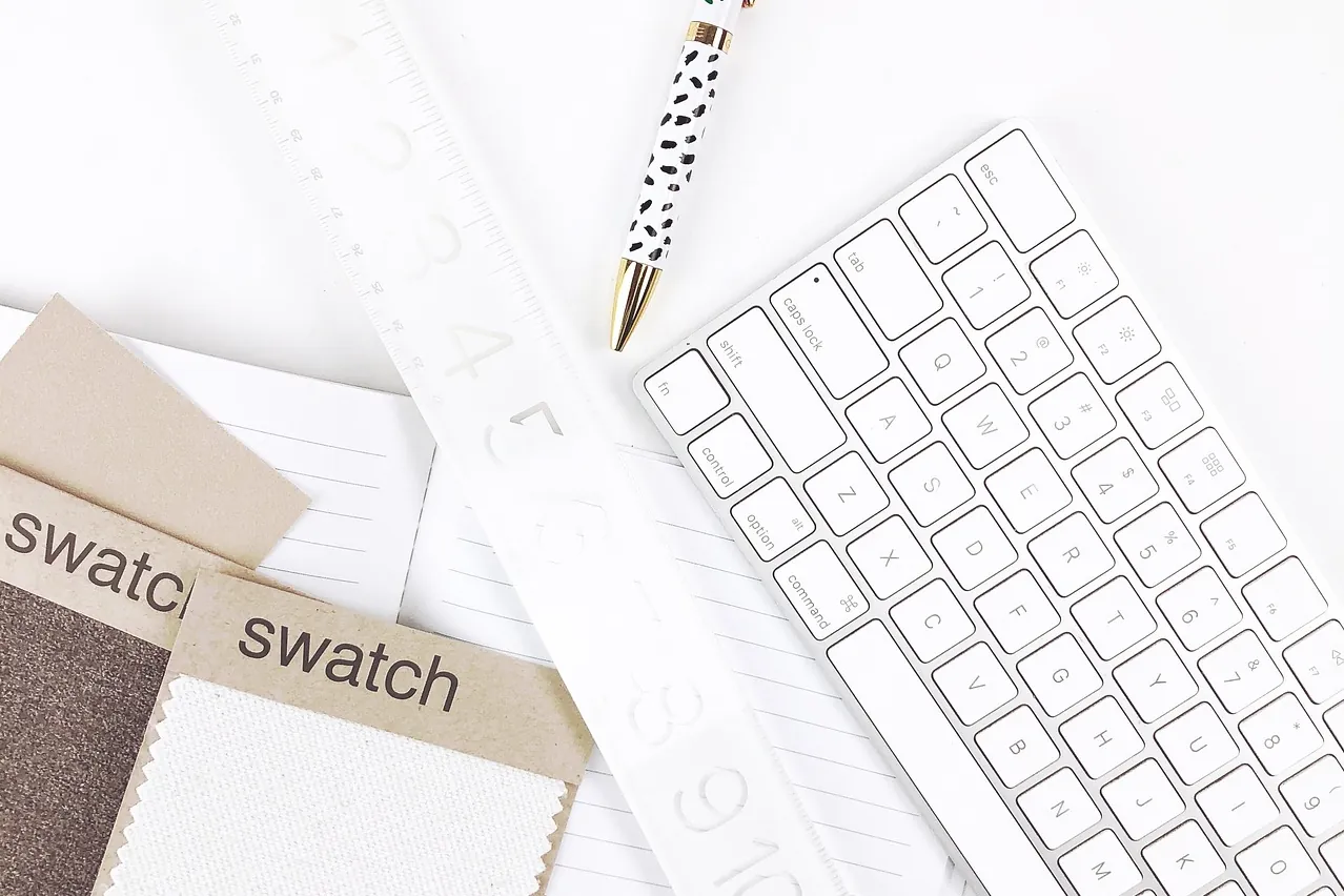 Keyboard, pen, ruler