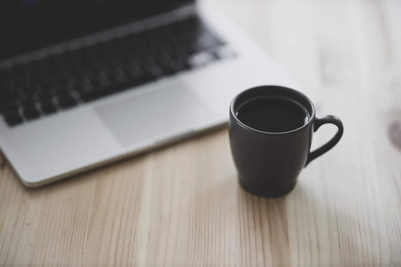 Coffee, laptop, work