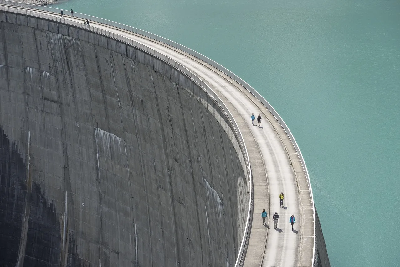 Dam, reservoir, water power