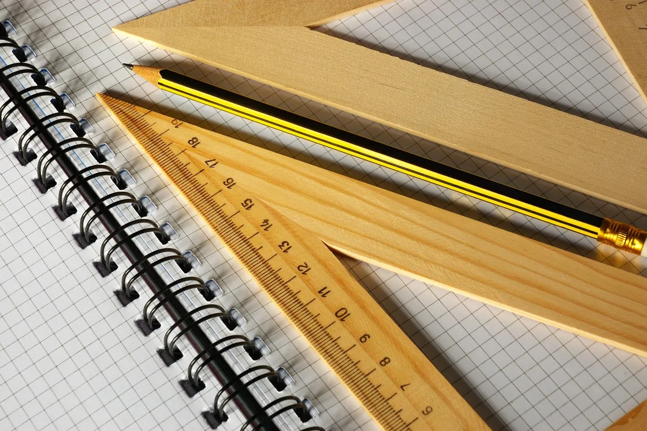 Pencil, ruler, notebook