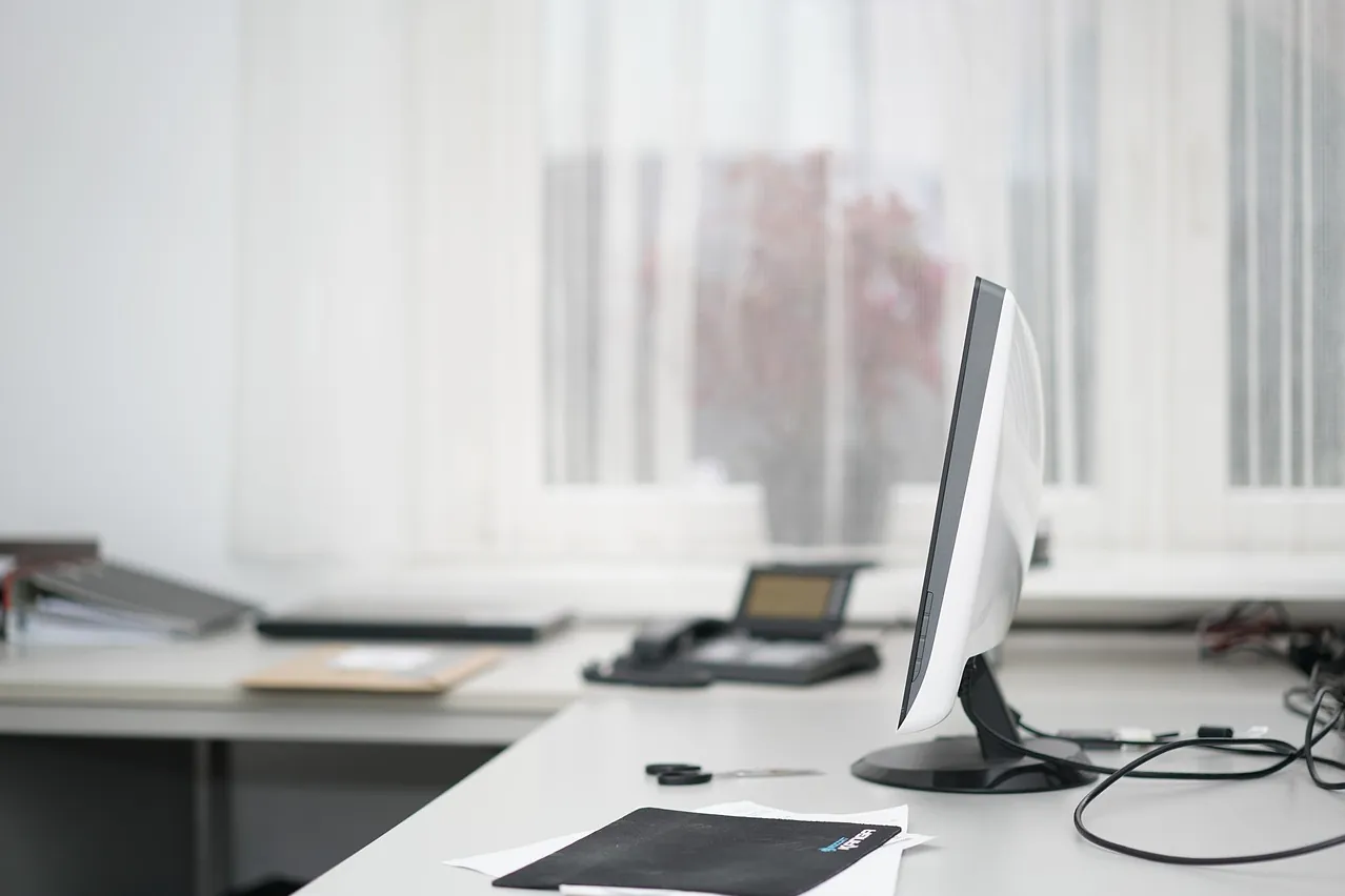 Computer, desk, office