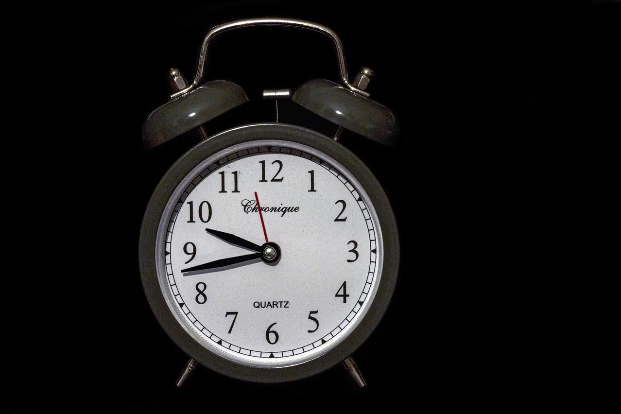 Clock, alarm clock, bell jar