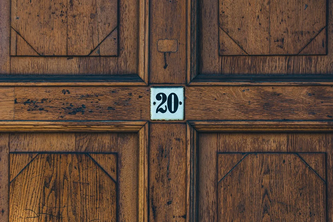 Door, wood, house number