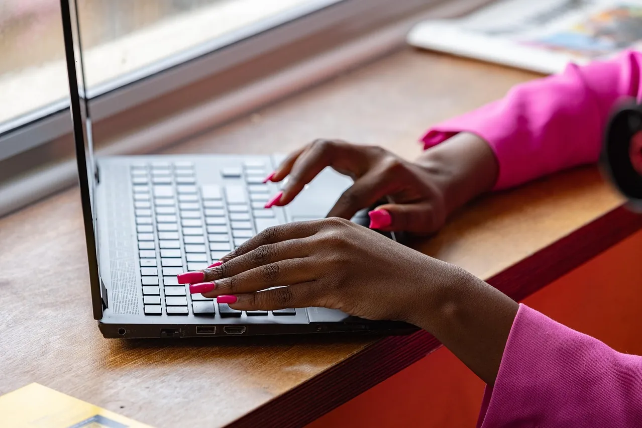 Laptop, typing, working